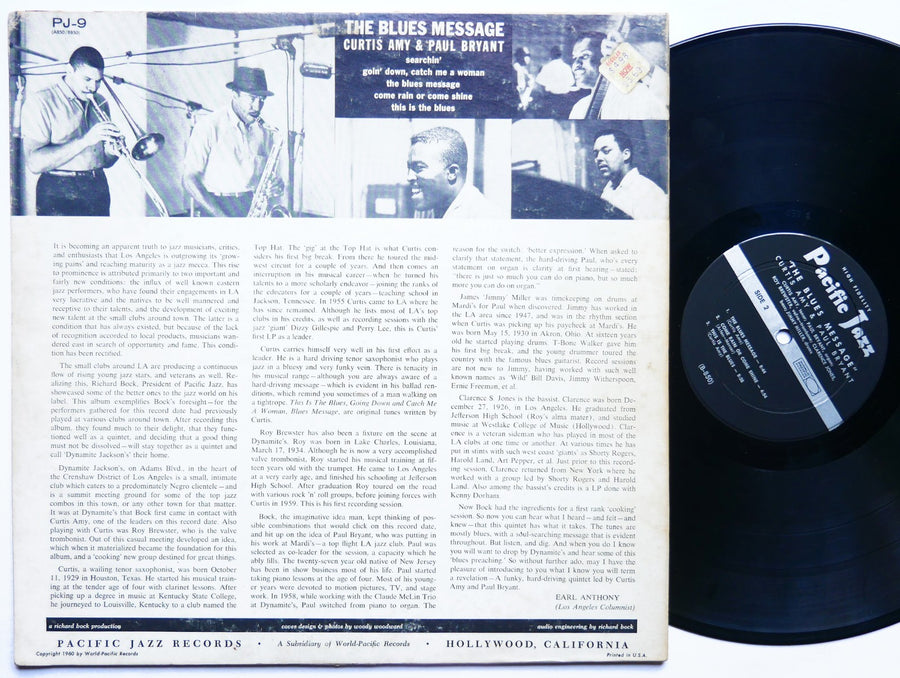 CURTIS AMY & PAUL BRYANT The Blues Message LP PACIFIC JAZZ PJ-9 US 1960 DG MONO