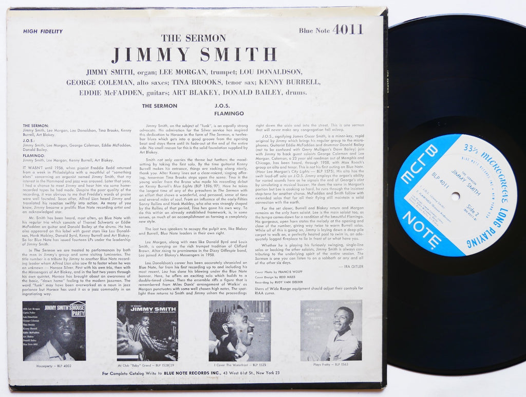 JIMMY SMITH The Sermon! LP BLUE NOTE BLP 4011 US 1962 NY RVG EAR MONO Lee Morgan