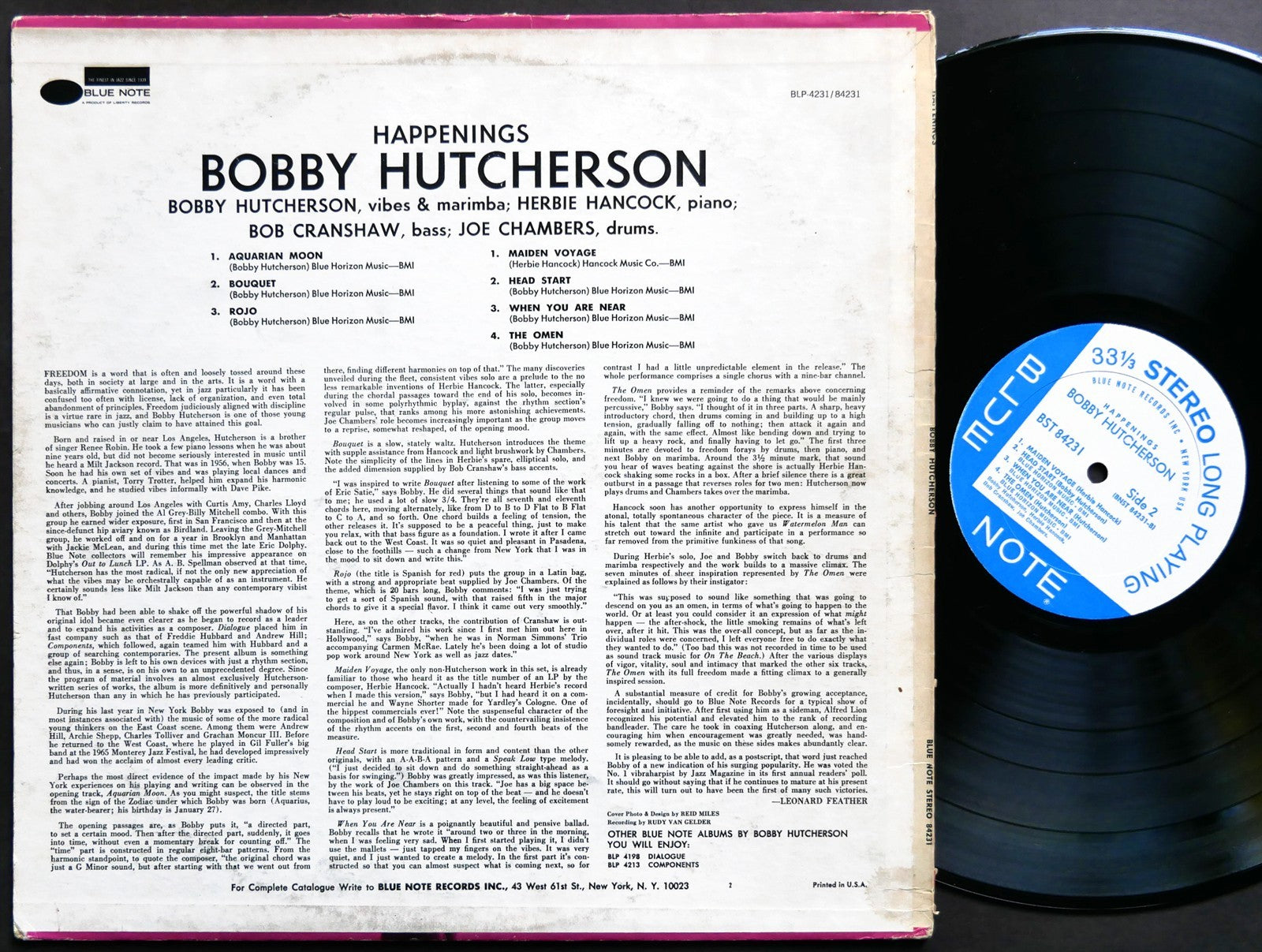 BOBBY HUTCHERSON Happenings LP BLUE NOTE BST 84231 US 1967 NY RVG Herbie Hancock