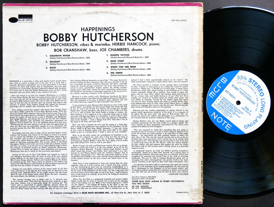 BOBBY HUTCHERSON Happenings LP BLUE NOTE BST 84231 US 1967 NY RVG Herbie Hancock