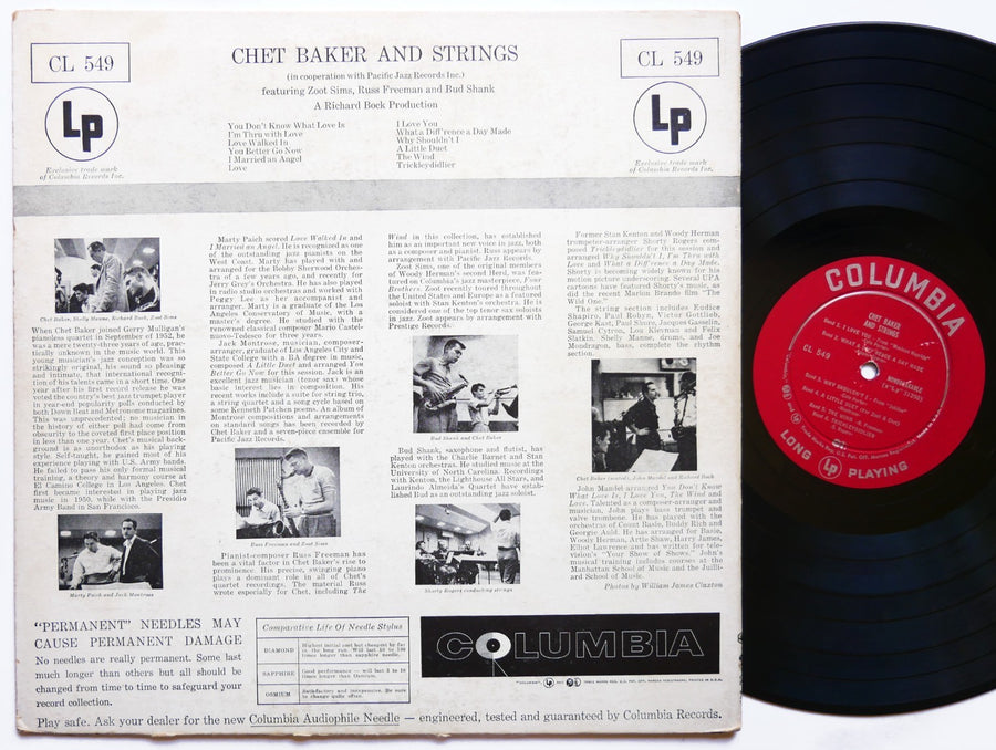 CHET BAKER & Strings COLUMBIA CL 549 US 1954 6EYE DG MONO Zoot Sims Russ Freeman