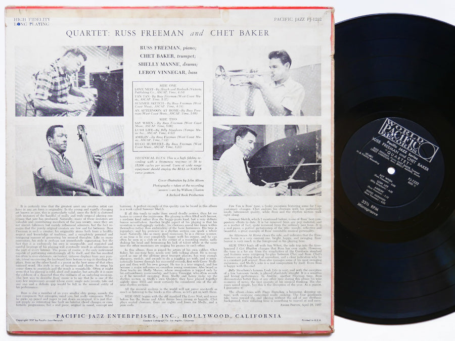 CHET BAKER RUSS FREEMAN Quartet LP WORLD PACIFIC RECORDS PJ-1232 US 1957 DG MONO