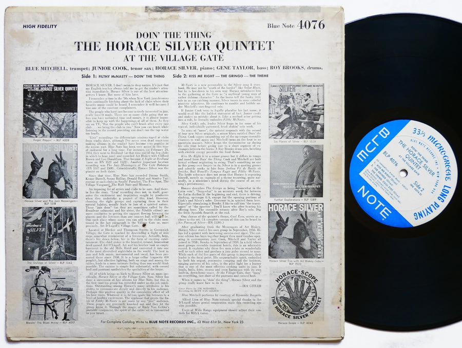HORACE SILVER Doin' The Thing LP BLUE NOTE 4076 NY EAR Roy Brooks Blue Mitchell