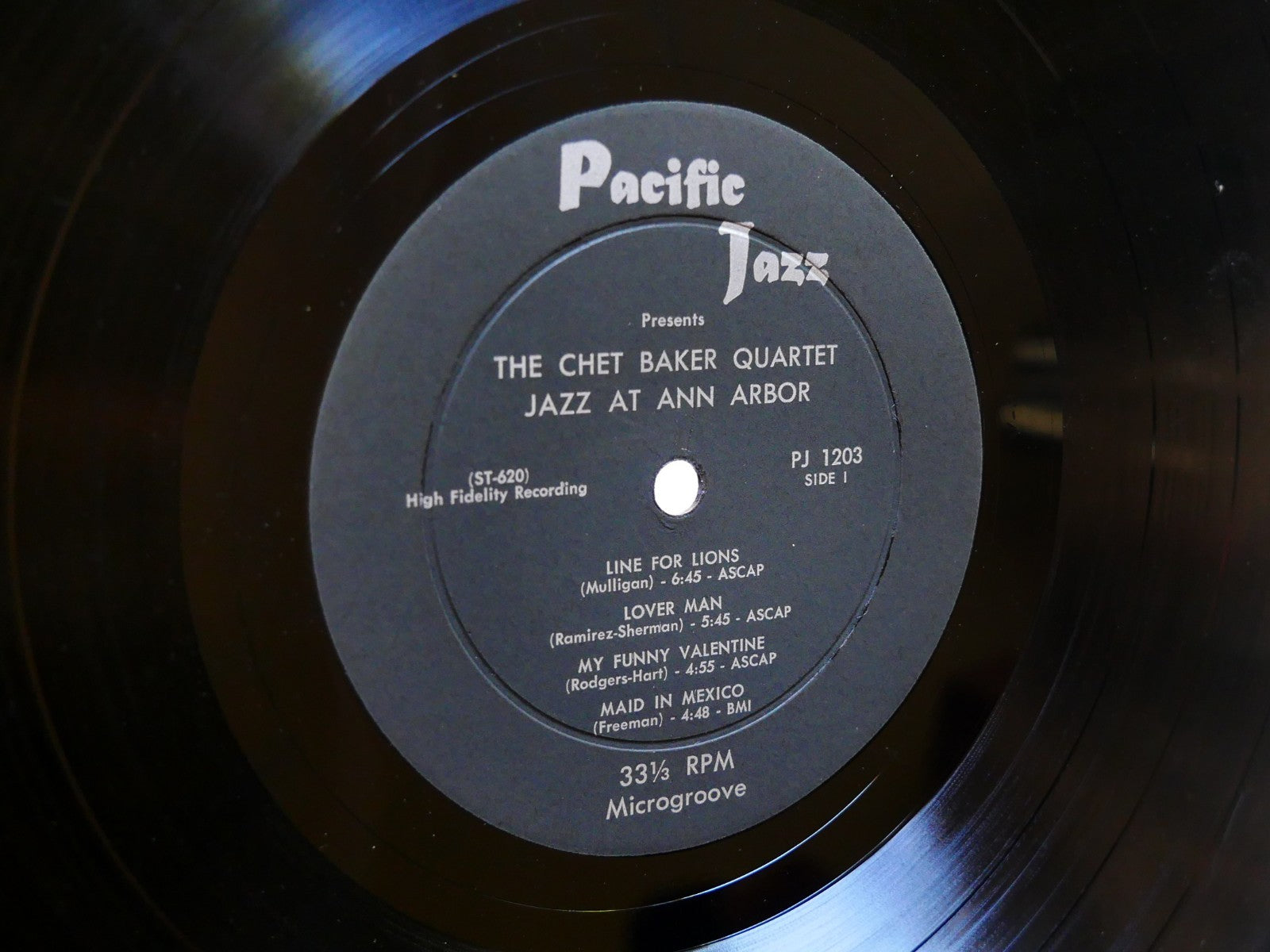 CHET BAKER Quartet Jazz At Ann Arbor LP PACIFIC JAZZ PJ 1203 US 1955 DG MONO