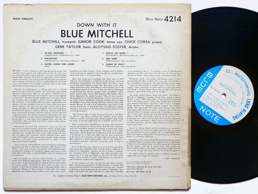 BLUE MITCHELL Quintet Down With It LP BLUE NOTE BLP 4214 US 1965 NY RVG EAR MONO