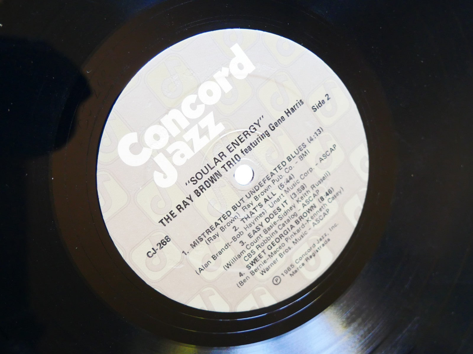 RAY BROWN Trio GENE HARRIS Soular Energy LP CONCORD JAZZ CJ-268 US 1985 CLEAN