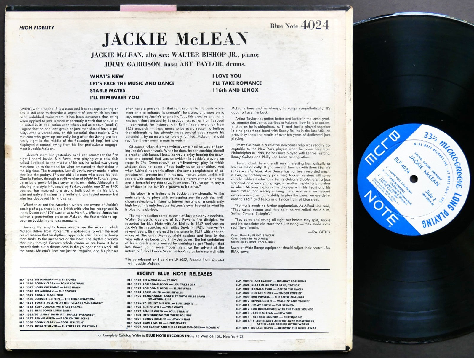 JACKIE MCLEAN Swing, Swang, Swingin' LP BLUE NOTE 4024 EAR DG MONO Walter Bishop