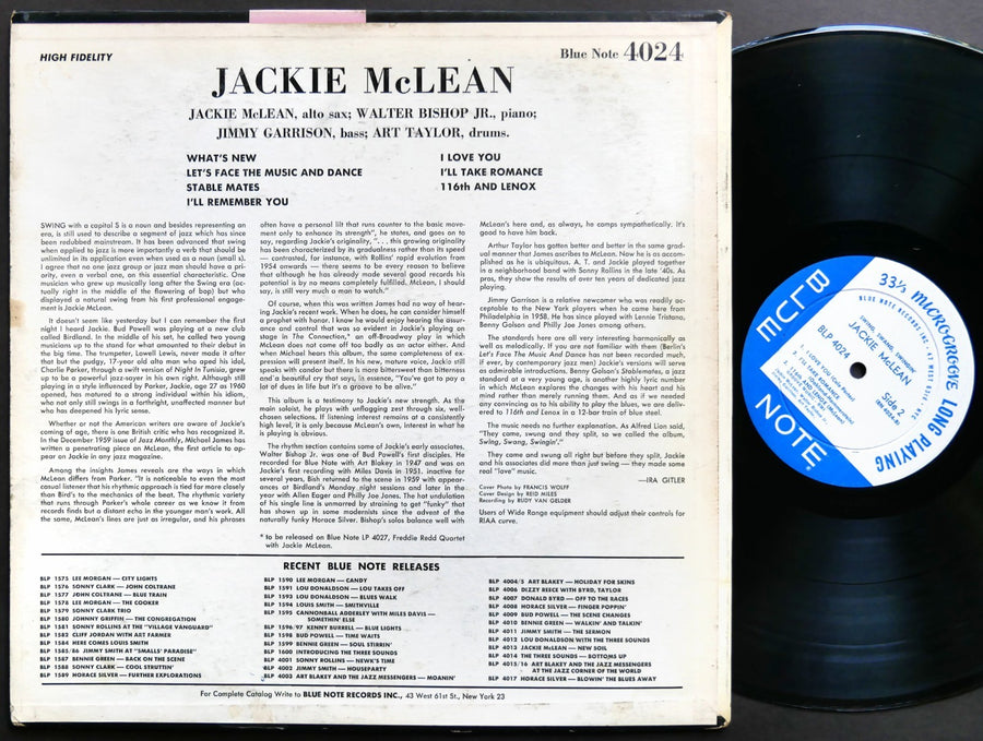 JACKIE MCLEAN Swing, Swang, Swingin' LP BLUE NOTE 4024 EAR DG MONO Walter Bishop