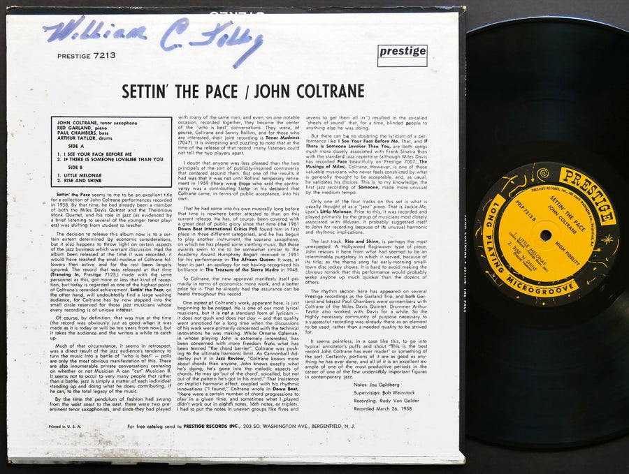 JOHN COLTRANE Settin' The Pace LP PRESTIGE PRLP 7213 NJ RVG DG MONO Red Garland