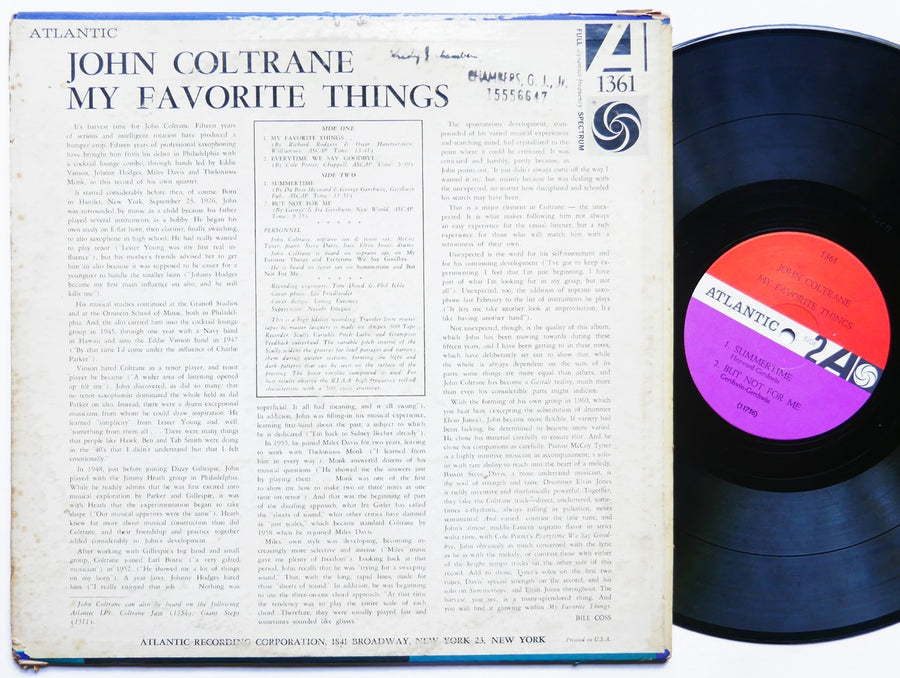 JOHN COLTRANE My Favorite Things LP ATLANTIC 1361 MONO McCoy Tyner Elvin Jones