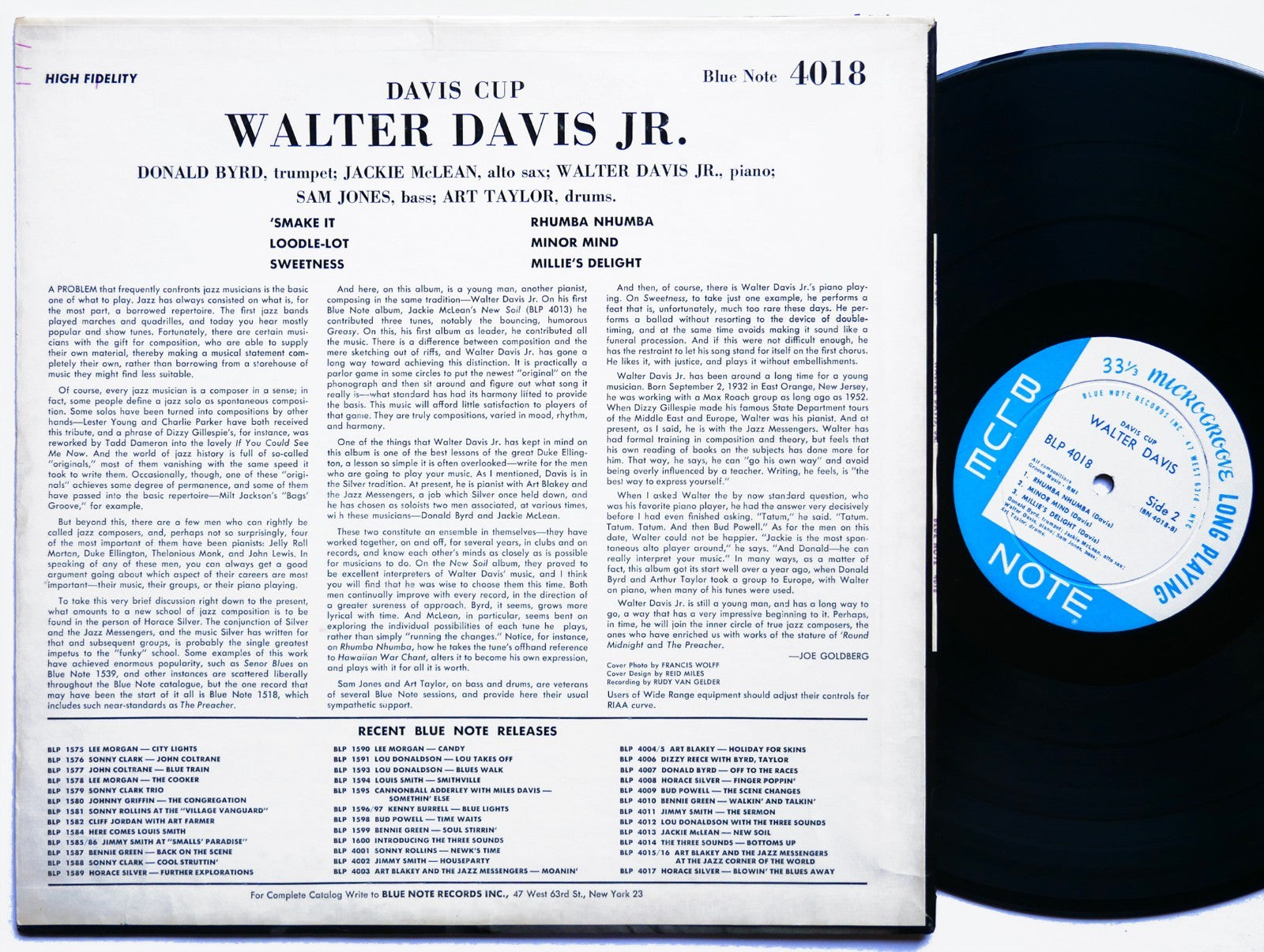 WALTER DAVIS JR. Davis Cup LP BLUE NOTE 4018 EAR MONO Donald Byrd Jackie McLean