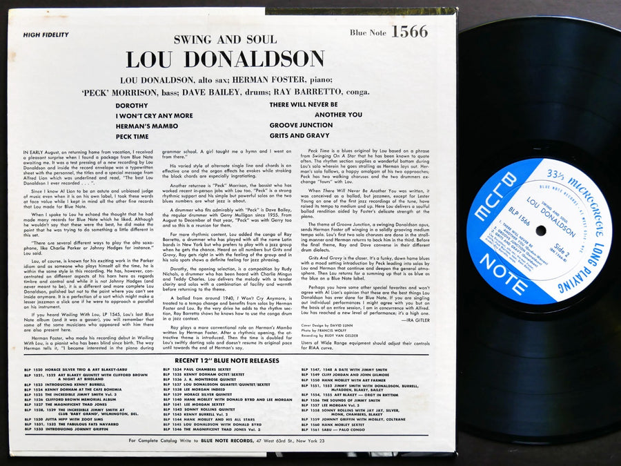 LOU DONALDSON Quintet Swing And Soul LP BLUE NOTE BLP 1566 US 1957 EAR MONO No R