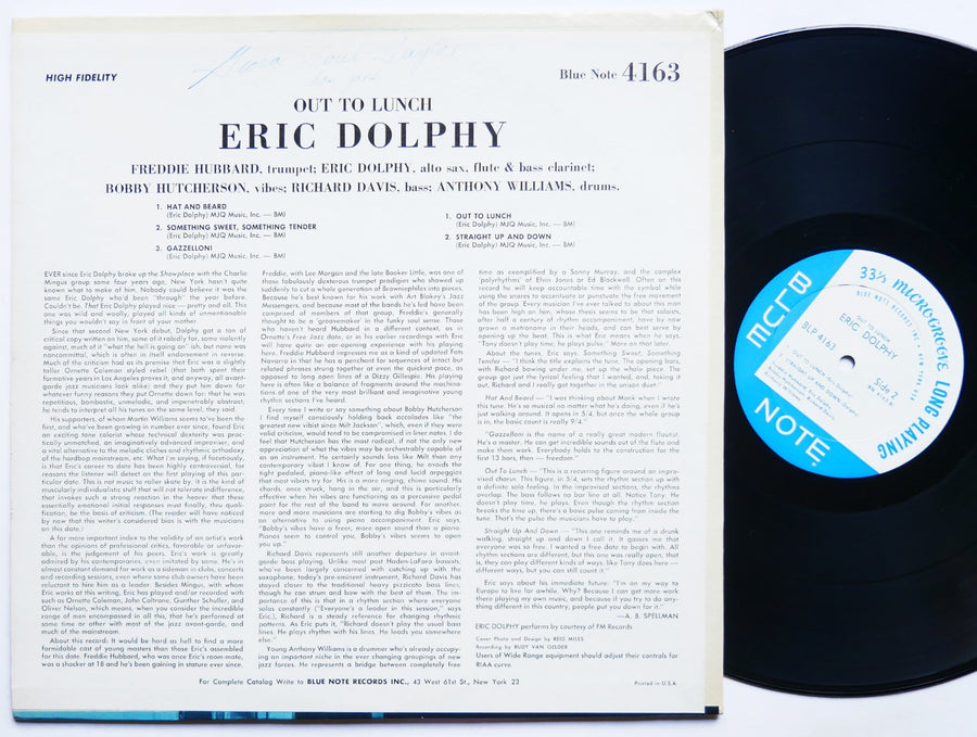 ERIC DOLPHY Out To Lunch! LP BLUE NOTE BLP 4163 US 1964 NY EAR MONO JAZZ