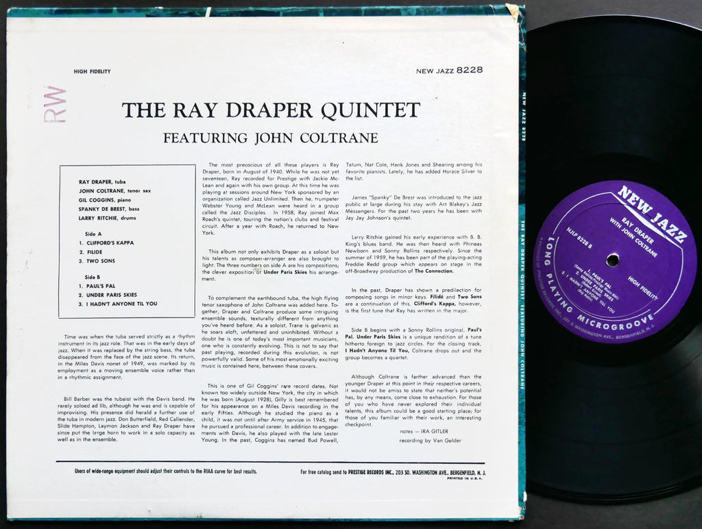 RAY DRAPER Quintet JOHN COLTRANE LP NEW JAZZ NJLP 8228 US 1963 RVG MONO VG+