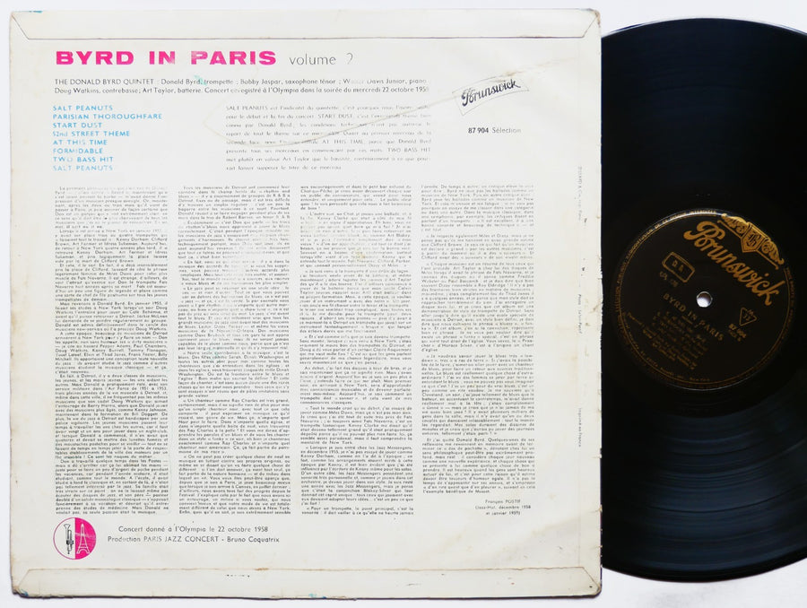 DONALD BYRD Parisian Thoroughfare LP BRUNSWICK 87 904 FRANCE 1958 Doug Watkins