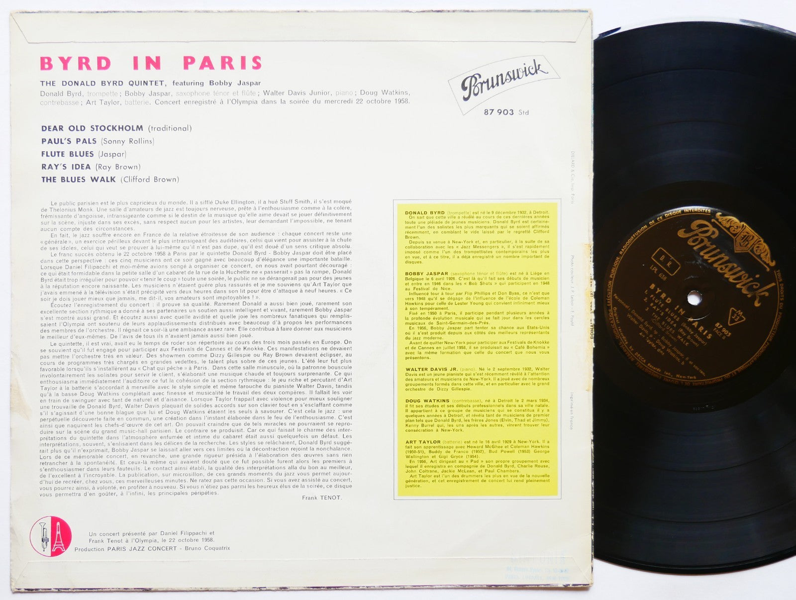 DONALD BYRD Byrd In Paris LP BRUNSWICK 87 903 FRANCE 1958 JAZZ Walter Davis Jr.