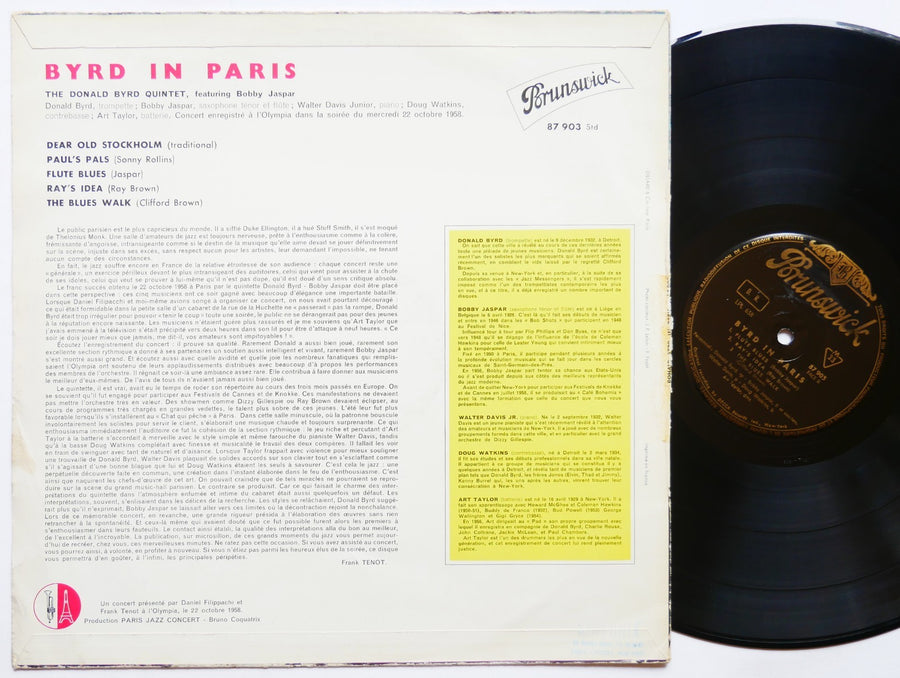 DONALD BYRD Byrd In Paris LP BRUNSWICK 87 903 FRANCE 1958 JAZZ Walter Davis Jr.