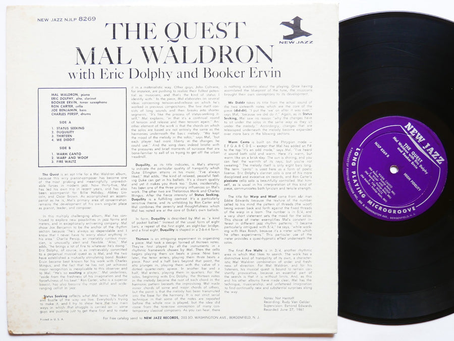 MAL WALDRON ERIC DOLPHY The Quest LP NEW JAZZ NJLP 8269 US 1962 RVG DG MONO VG+