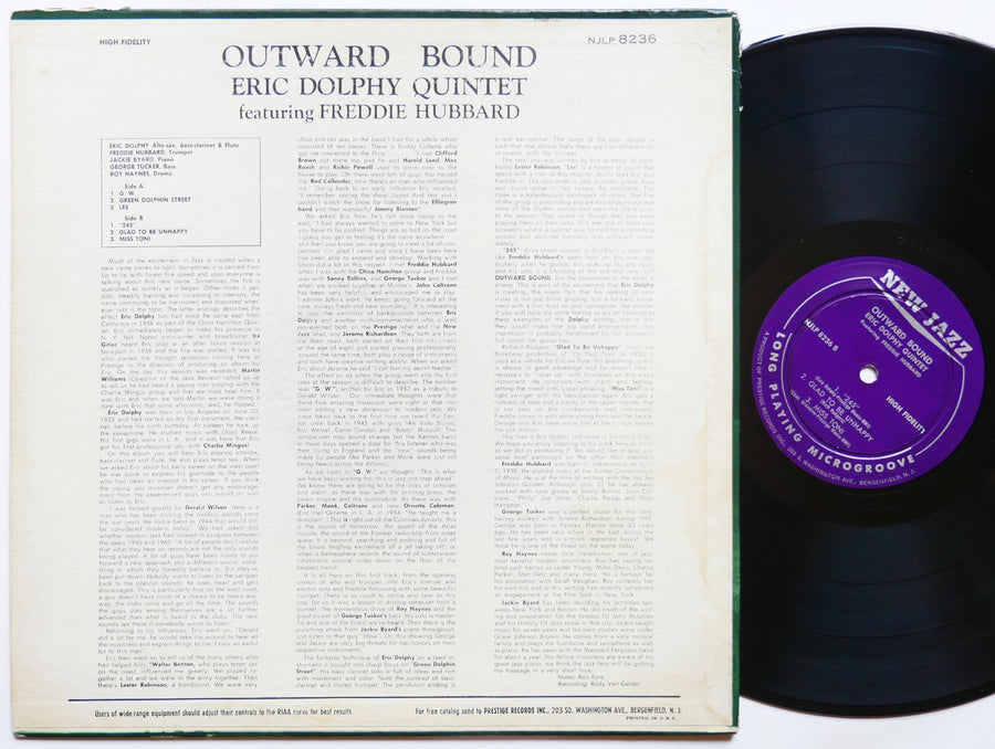 ERIC DOLPHY Outward Bound LP NEW JAZZ NJLP 8236 RVG DG MONO Jazz Freddie Hubbard