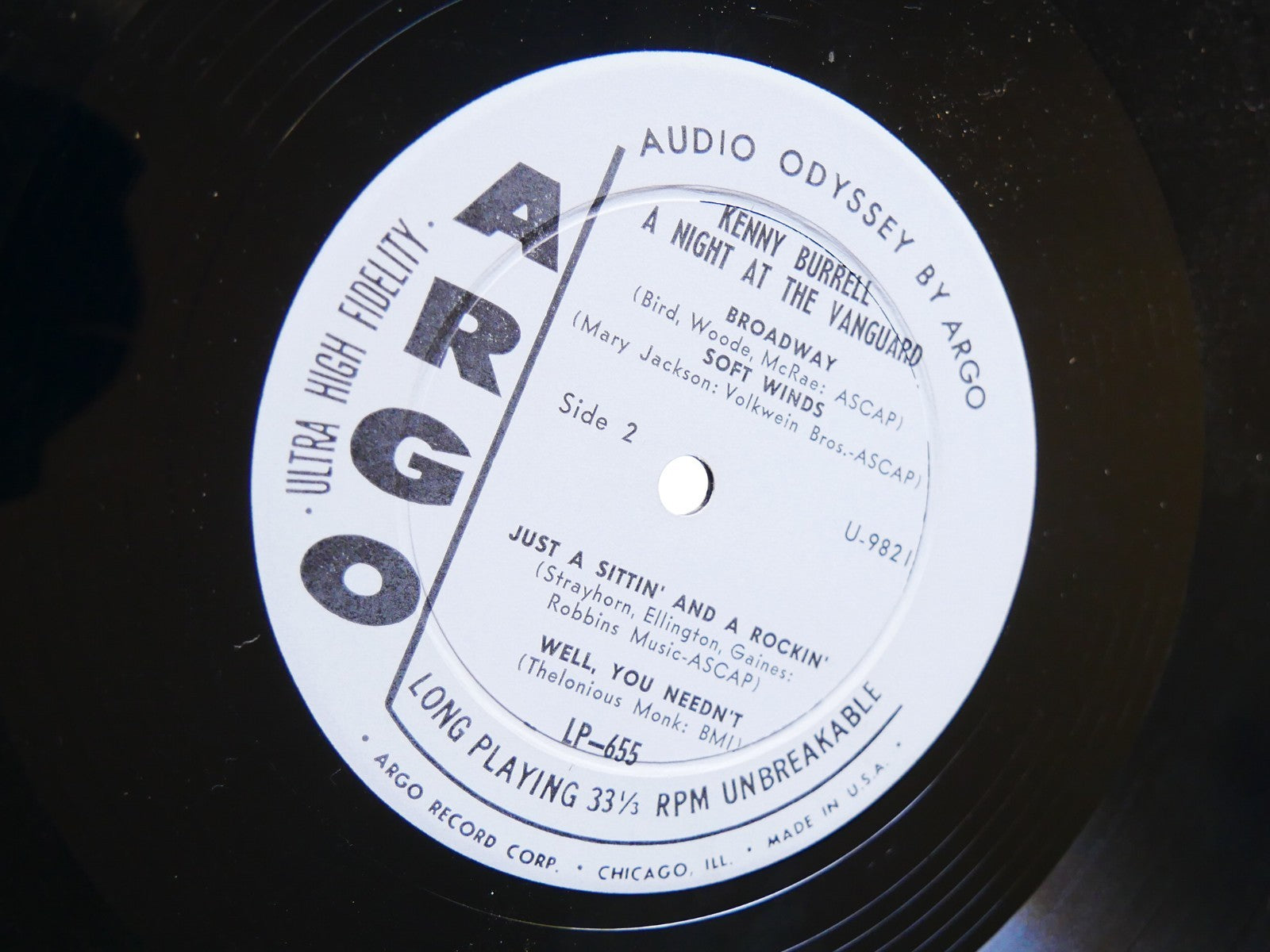KENNY BURRELL A Night At The Vanguard LP ARGO LP 655 US 1960 DG MONO Roy Haynes
