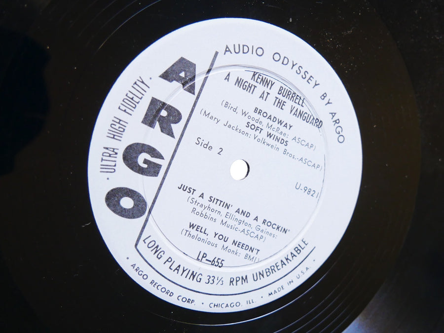 KENNY BURRELL A Night At The Vanguard LP ARGO LP 655 US 1960 DG MONO Roy Haynes