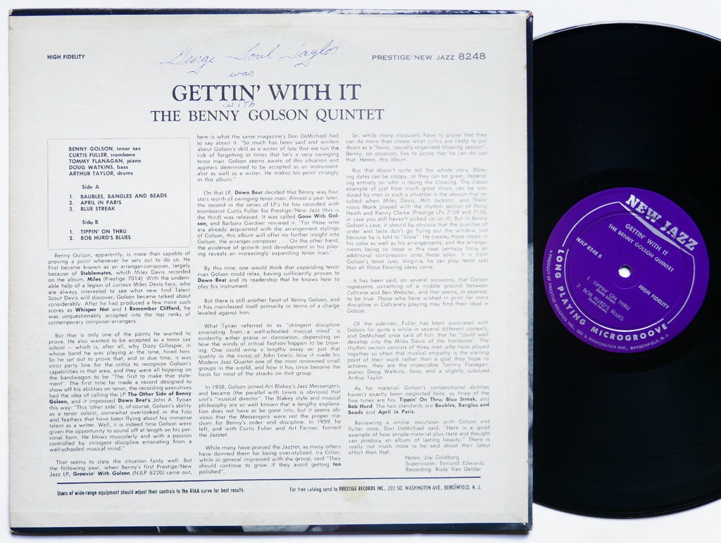 BENNY GOLSON Gettin' With It LP NEW JAZZ NJLP 8248 RVG DG MONO Curtis Fuller VG+