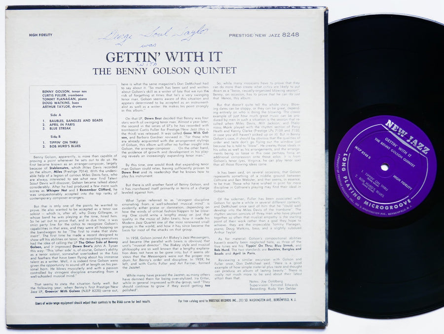 BENNY GOLSON Gettin' With It LP NEW JAZZ NJLP 8248 RVG DG MONO Curtis Fuller VG+