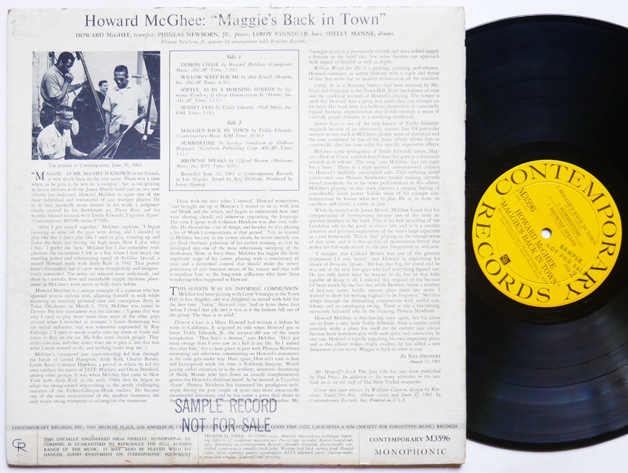 HOWARD MCGHEE Maggie's Back In Town LP CONTEMPORARY M3596 US 1961 JAZZ DG MONO