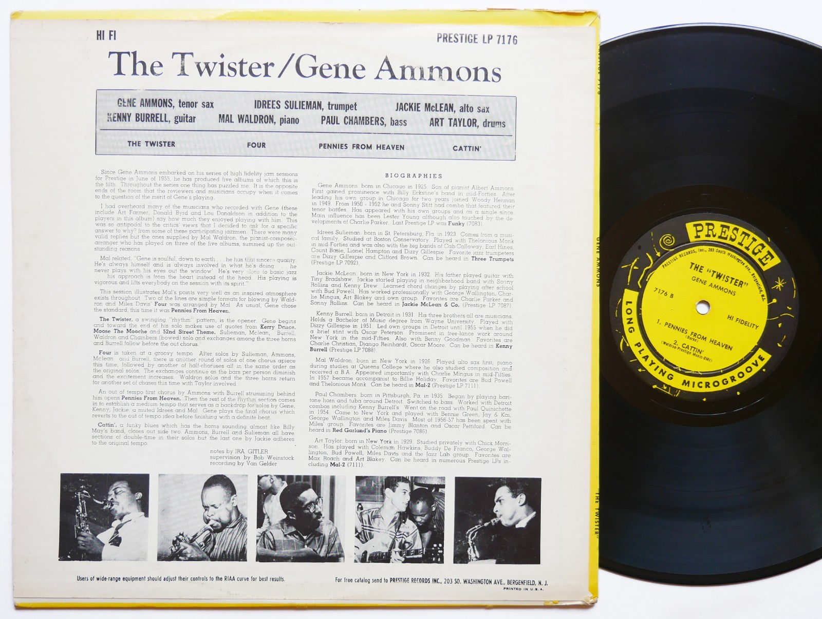 GENE AMMONS The Twister LP PRESTIGE 7176 NJ DG MONO Mal Waldron Jackie McLean