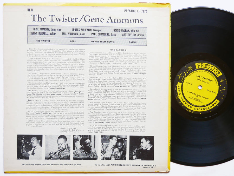 GENE AMMONS The Twister LP PRESTIGE 7176 NJ DG MONO Mal Waldron Jackie McLean