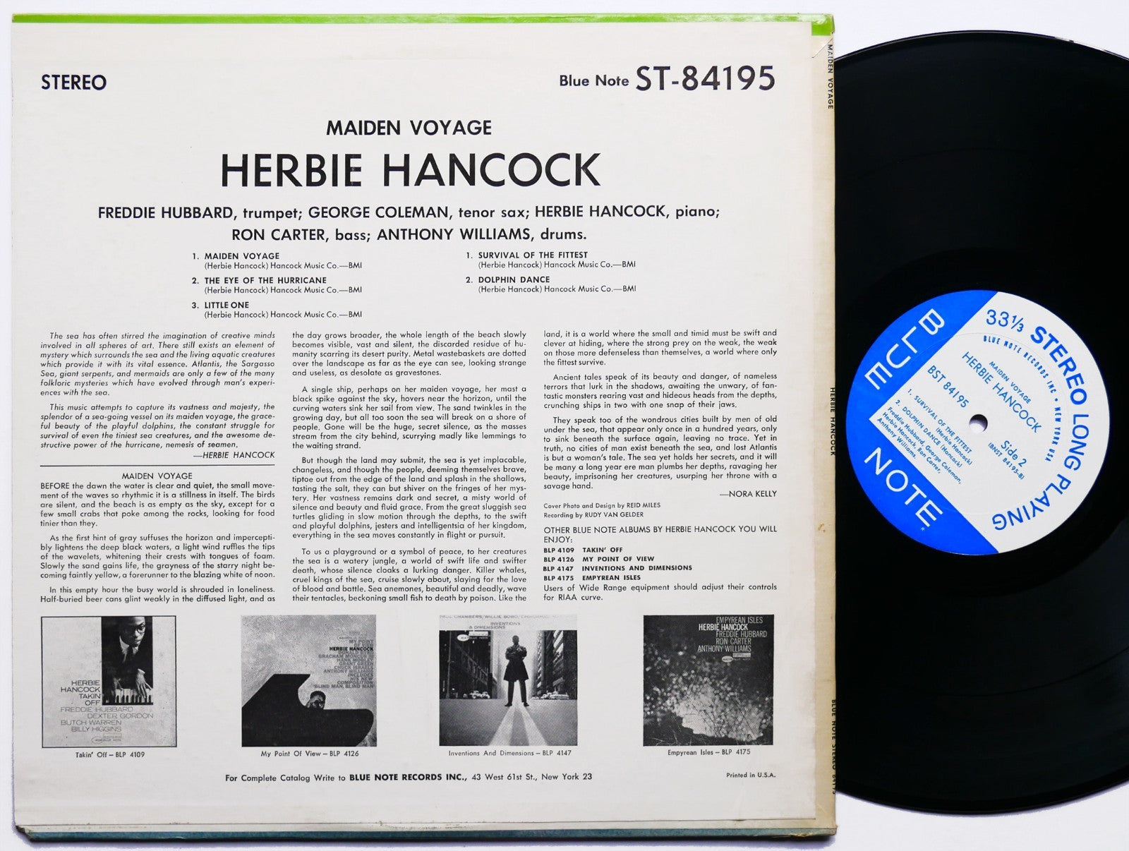 HERBIE HANCOCK Maiden Voyage LP BLUE NOTE 84195 US '65 NY RVG EAR Ron Carter VG+