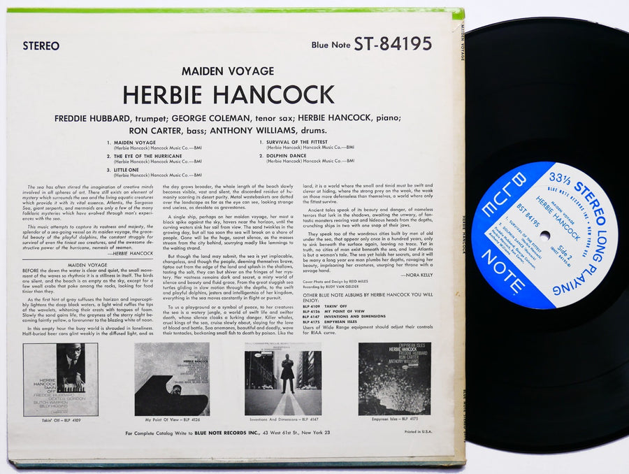 HERBIE HANCOCK Maiden Voyage LP BLUE NOTE 84195 US '65 NY RVG EAR Ron Carter VG+