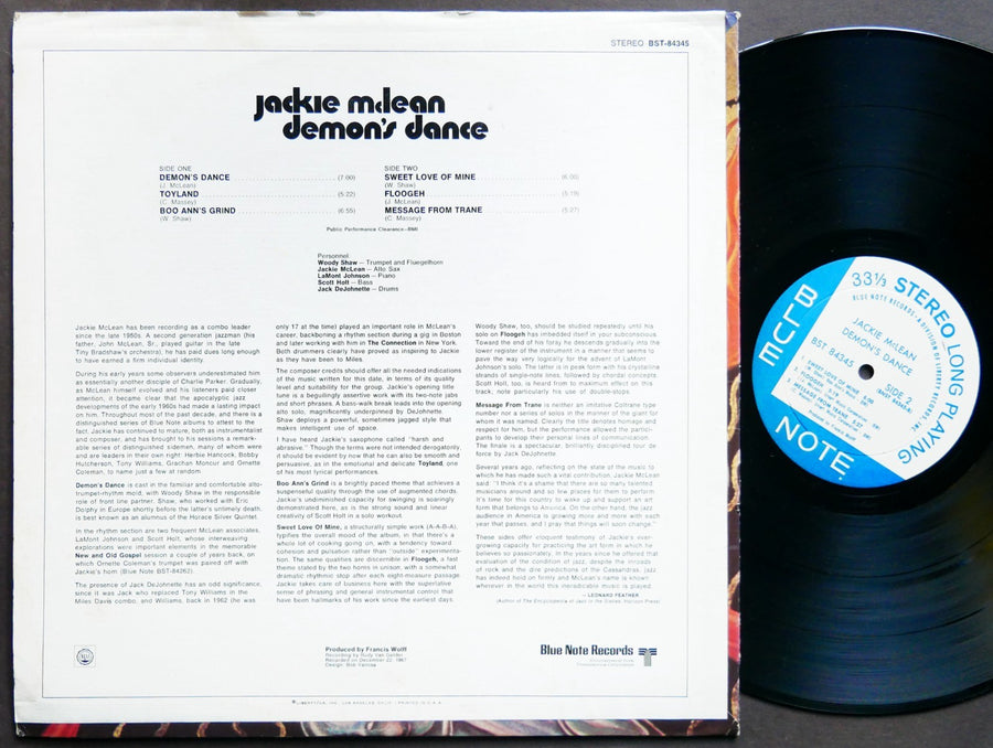 JACKIE MCLEAN Demon's Dance LP BLUE NOTE BST 84345 US 1970 RVG Woody Shaw VG+