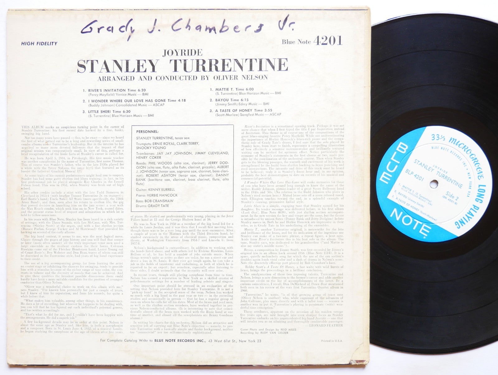 STANLEY TURRENTINE Joyride LP BLUE NOTE BLP 4201 NY DG EAR MONO Herbie Hancock