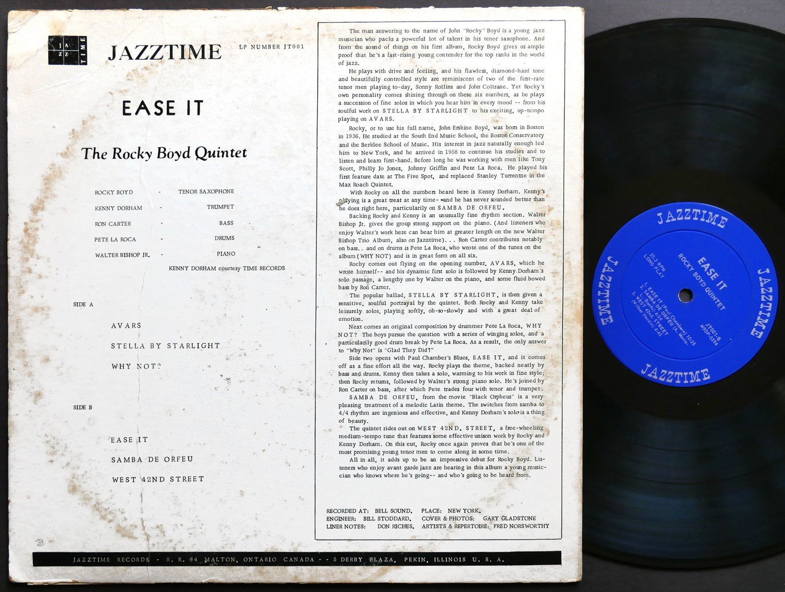 ROCKY BOYD QUINTET Ease It LP JAZZTIME JT001 US 1961 Kenny Dorham Pete La Roca