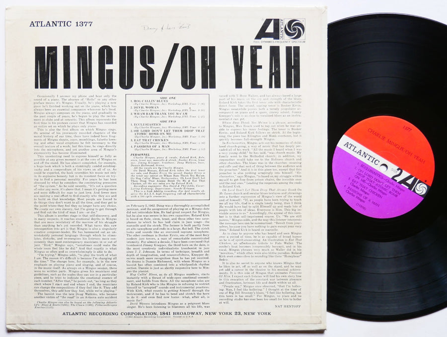 CHARLES MINGUS Oh Yeah LP ATLANTIC 1377 US 1962 MONO Doug Watkins Booker Ervin