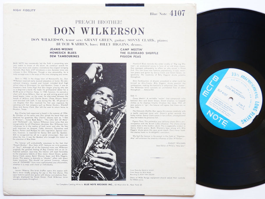 DON WILKERSON Preach Brother! LP BLUE NOTE 4107 EAR MONO Sonny Clark Grant Green