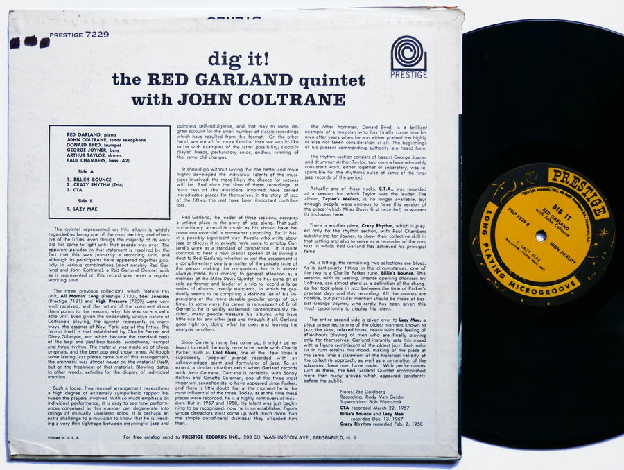 RED GARLAND JOHN COLTRANE DONALD BYRD Dig It! LP PRESTIGE PRLP 7229 US 1962 MONO