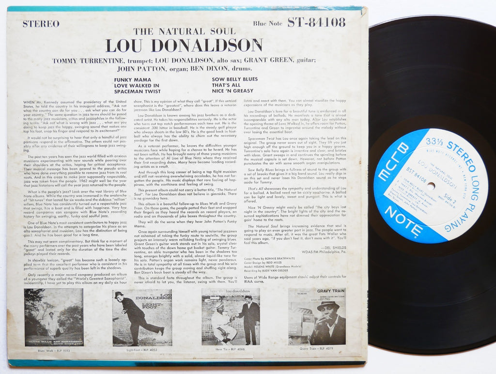 LOU DONALDSON The Natural Soul LP BLUE NOTE BST 84108 US 1963 NY EAR Grant Green