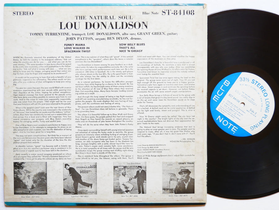 LOU DONALDSON The Natural Soul LP BLUE NOTE BST 84108 US 1963 NY EAR Grant Green