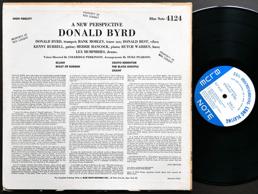 DONALD BYRD A New Perspective LP BLUE NOTE BLP 4124 US 1964 EAR MONO Hank Mobley