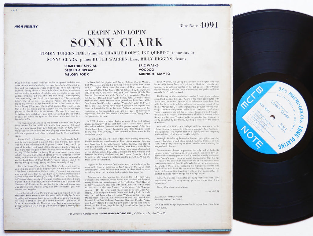 SONNY CLARK Leapin' And Lopin' LP BLUE NOTE BLP 4091 US 1962 NY RVG EAR MONO