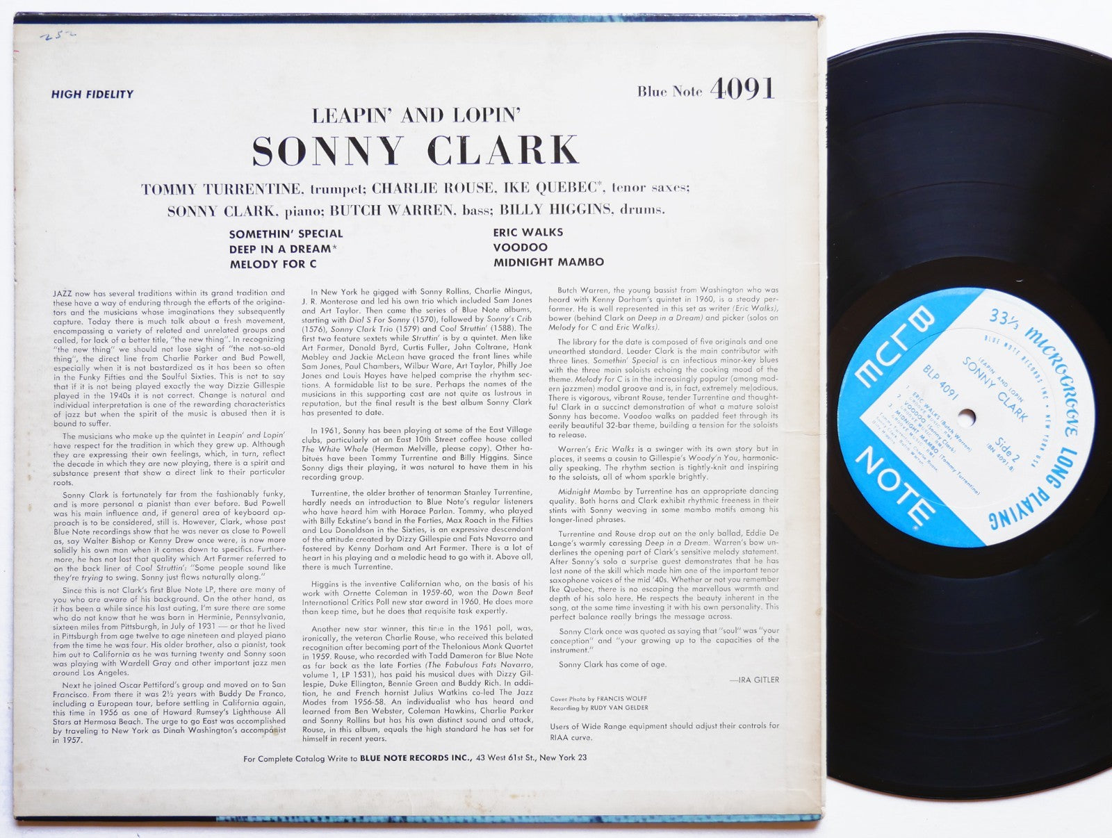 SONNY CLARK Leapin' And Lopin' LP BLUE NOTE BLP 4091 US 1962 NY RVG EAR MONO