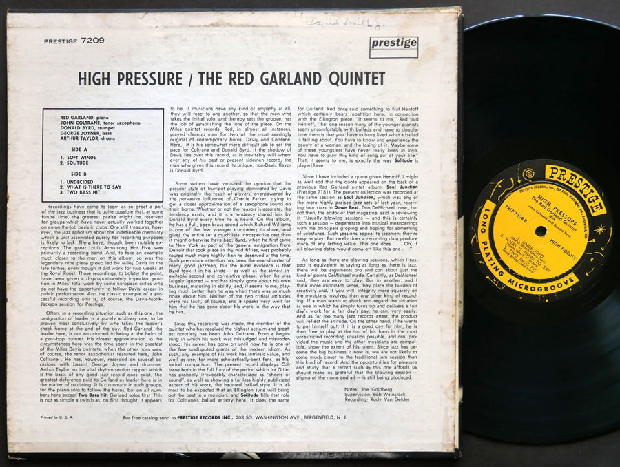 RED GARLAND JOHN COLTRANE DONALD BYRD High Pressure LP PRESTIGE PRLP 7209 MONO