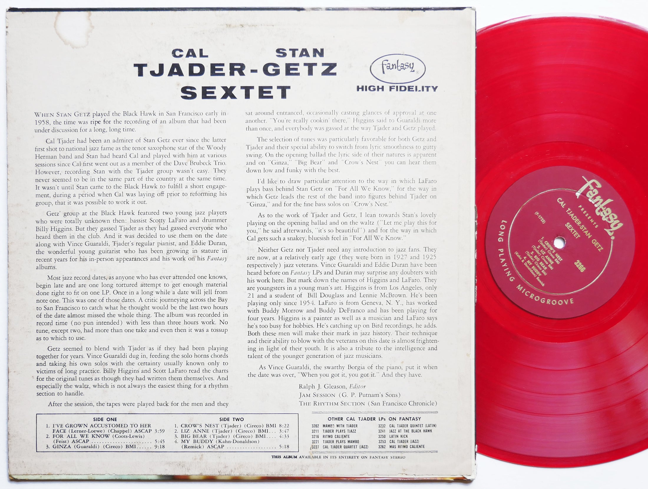 CAL TJADER STAN GETZ Sextet FANTASY 3266 LP US 1958 Scotty LaFaro Billy Higgins