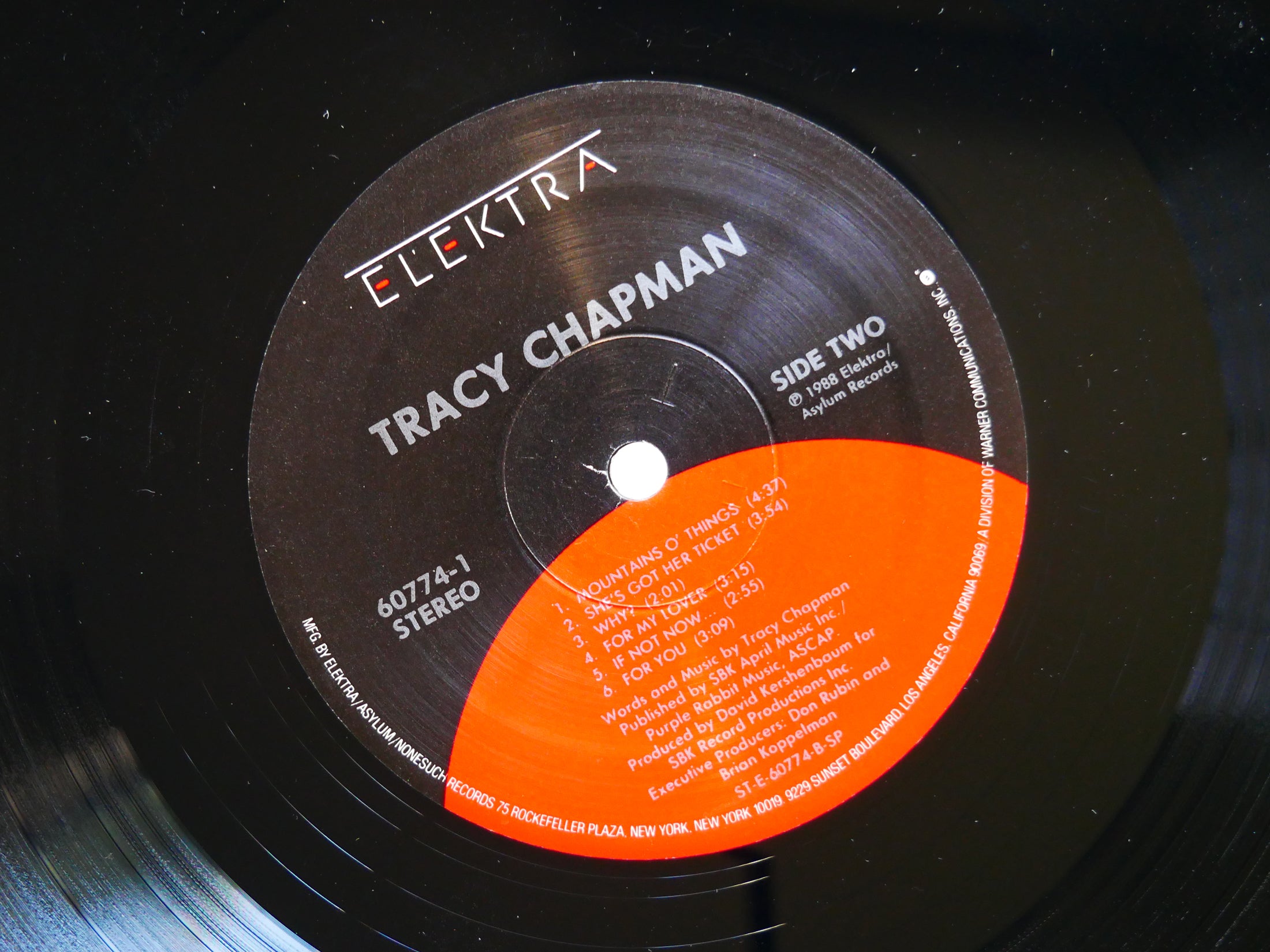 TRACY CHAPMAN Self Titled LP ELEKTRA 60774-1 US 1988 CLEAN