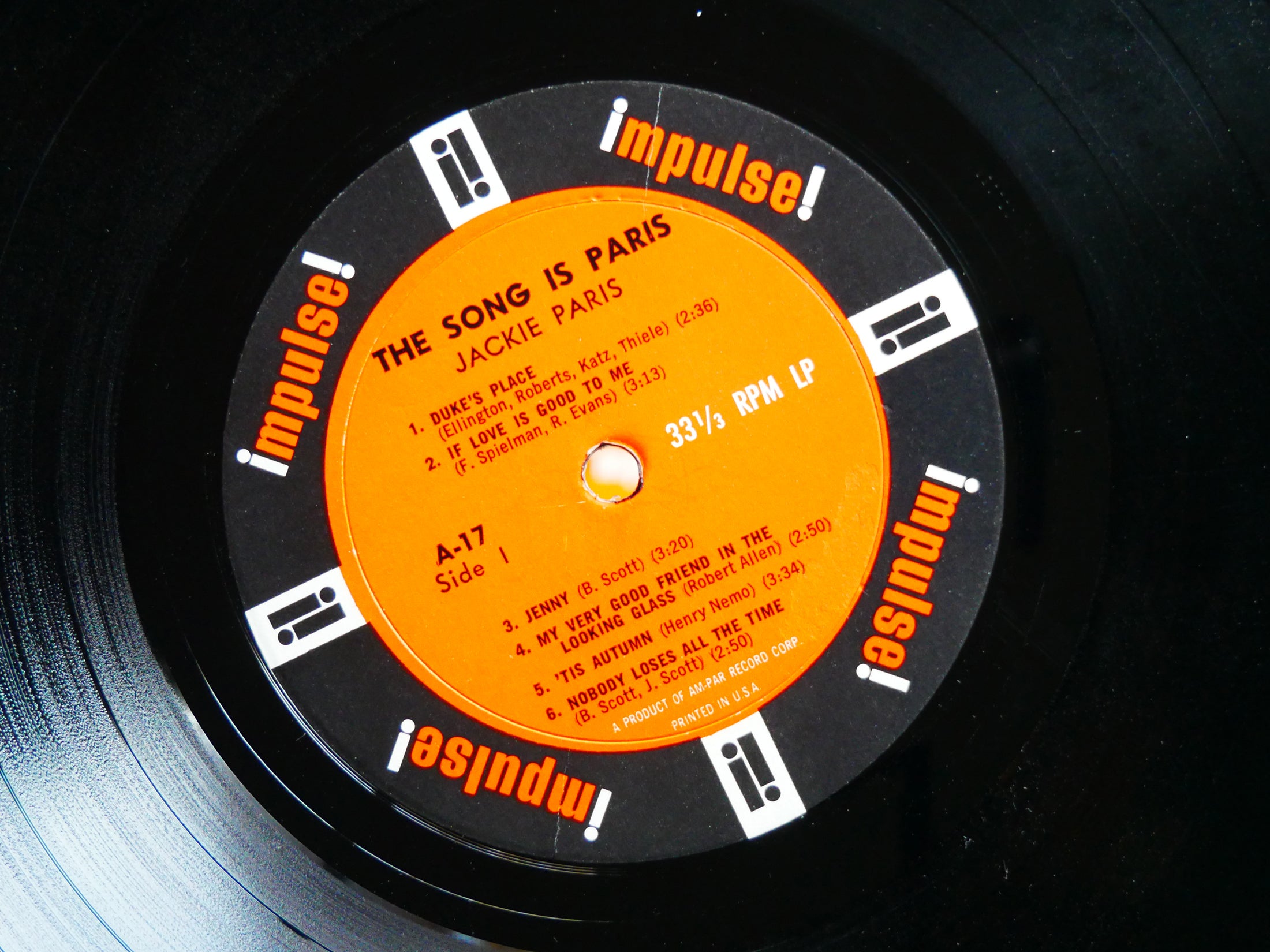 JACKIE PARIS The Song Is Paris LP IMPULSE A-17 RVG MONO Hank Jones Roy Haynes