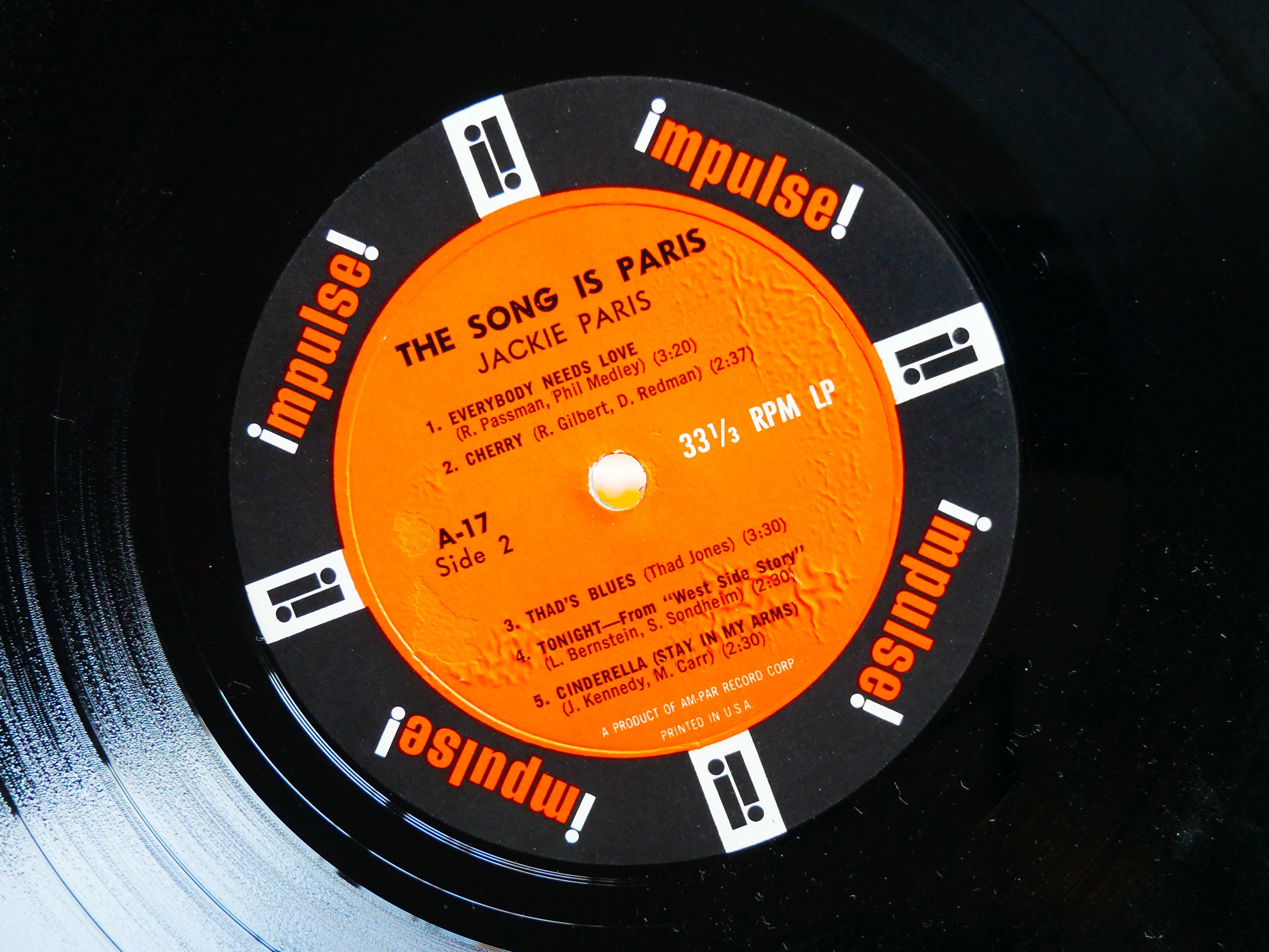 JACKIE PARIS The Song Is Paris LP IMPULSE A-17 RVG MONO Hank Jones Roy Haynes