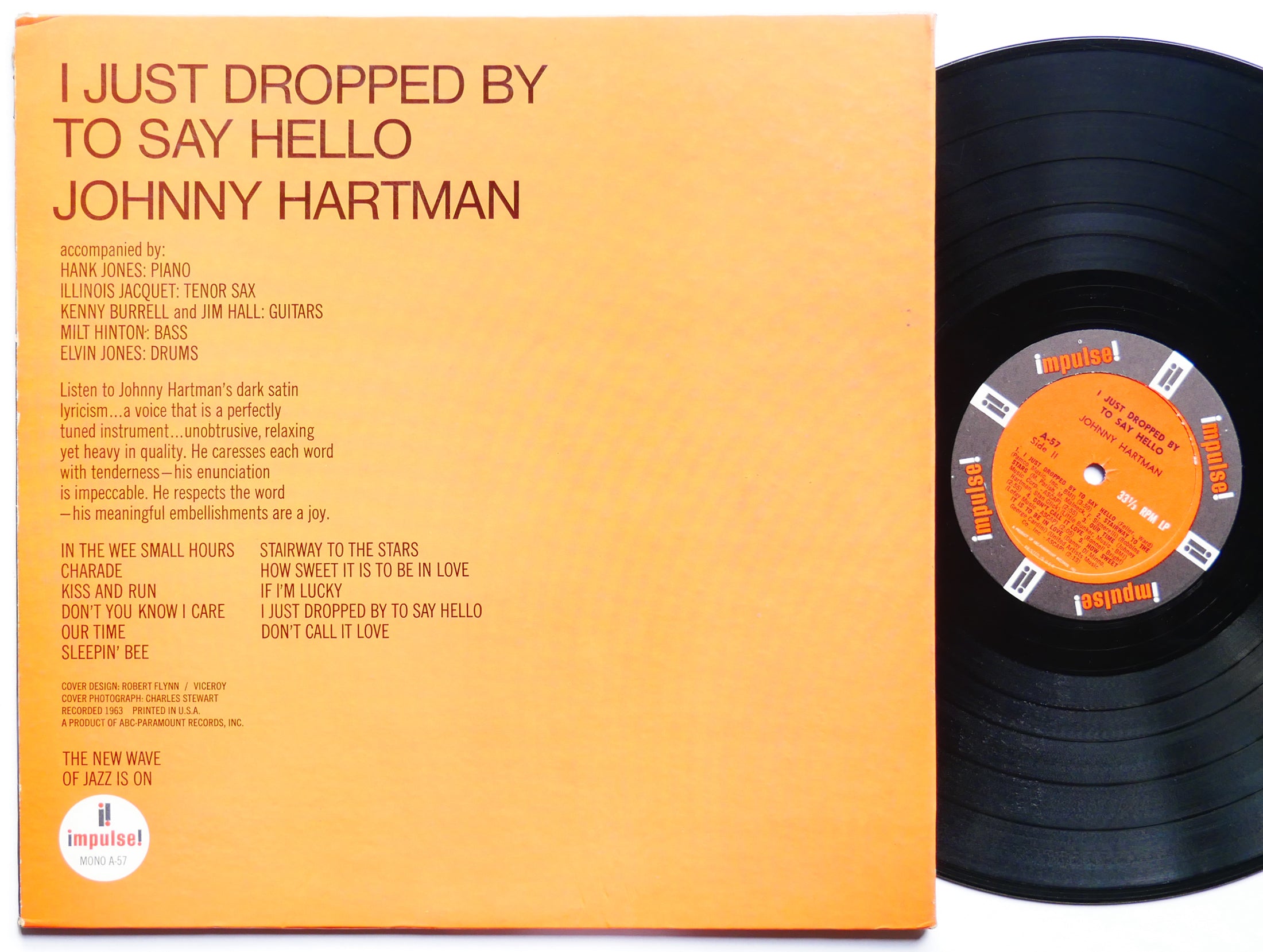 JOHNNY HARTMAN I Just Dropped By To Say Hello LP IMPULSEA-57 MONO Elvin Jones