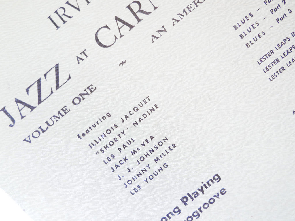 ILLINOIS JACQUET LEE YOUNG Jazz At Carnegie Hall Vol 1 LP ARCO AL 4 DG MONO 10"
